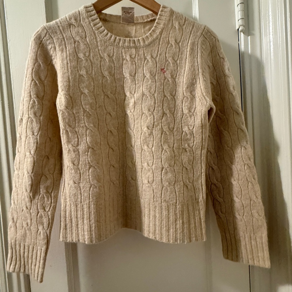 Vintage Abercrombie & Fitch Cream Cable 100% Wool Knit Sweater